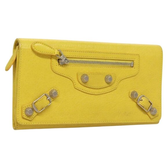 BALENCIAGA Long Wallet Leather Yellow 233599 Auth SW1010 - Picture 1 of 16